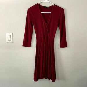 Sportsgirl red knit wraparound style classic christmas dress full skirt v-neck